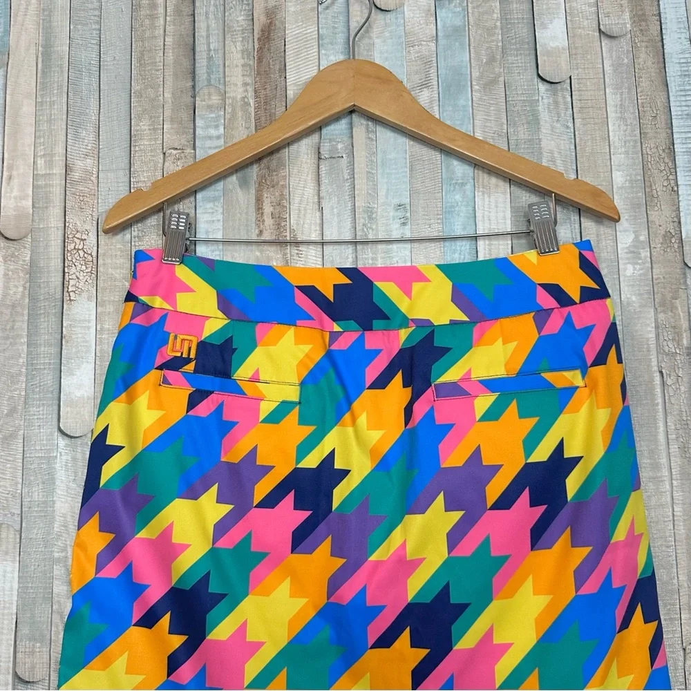 Loudmouth 6 Colorful Peaches‎ & Cream Print Skort Golf Skirt Bright Houndstooth